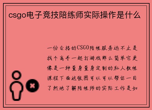 csgo电子竞技陪练师实际操作是什么